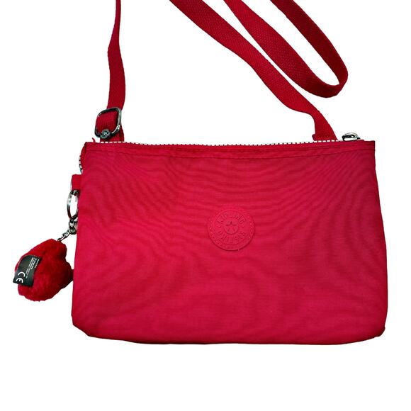 Kipling Crossbody Adj Crossbody Shoulder Bag Hot Pink Lobke Pink Gorilla Zip - Picture 3 of 7